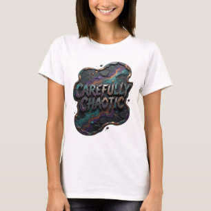 T-shirt Chemise à citation CAREFULLY CHAOTIC violet gras