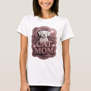 T-shirt Chemise à citation rose icône MAMAN CHAT