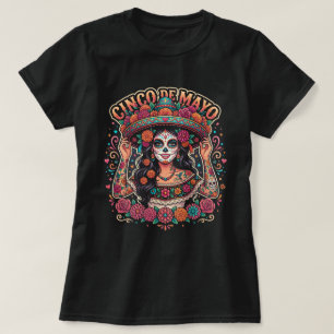 T-shirt Chemise à crâne sucré Cinco de Mayo pour femmes Me