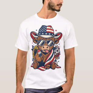 T-shirt Chemise à gravure vintage de vache des Highlands p