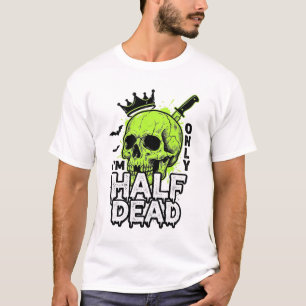 T-shirt Chemise à gravure vintage Halloween crâne à moitié