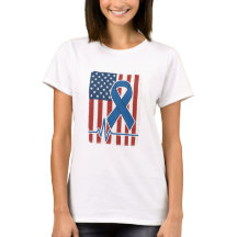 Chemise à Heartbeat bleu drapeau américain