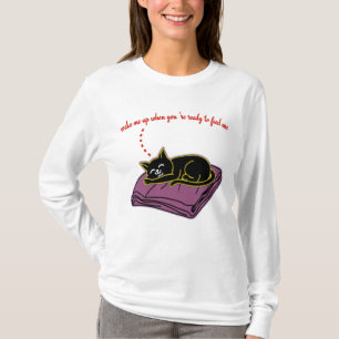 T-shirt Chemise à manches longues Chat noir dormant drôle