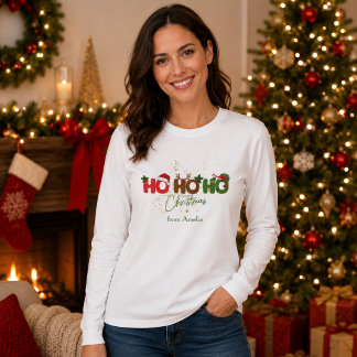 T-shirt Chemise à manches longues personnalisée Ho Ho Ho p