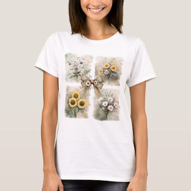T-shirt Chemise à pinceau à coquette florale (Devant)
