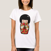 Chemise à poupée japonaise Kawaii Kokeshi (rouge)