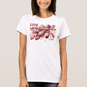 T-shirt Chemise à slogan Sharp Pink LIVE LAUGH DRINK WINE