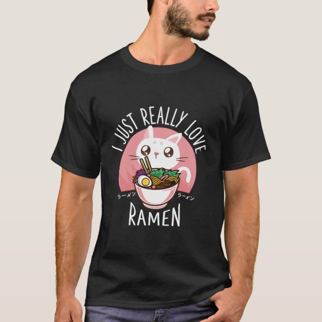 T-shirt Chemise Anime Chat Ramen - Vêtements Kawaii Vêteme (Devant)