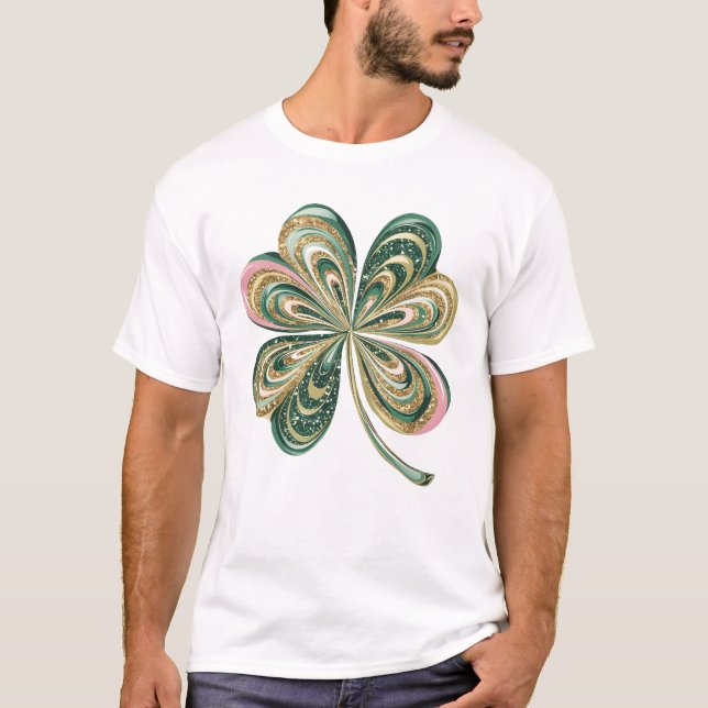 T-shirt Chemise Aquarelle Cute St patrick Quatre Feuilles (Devant)