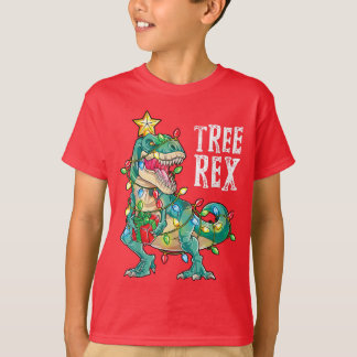 T-shirt Chemise Arbre Noël T-Rex Dinosaure de Noël