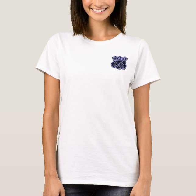 T-shirt Chemise au néon de panneau routier de bleu de (Devant)