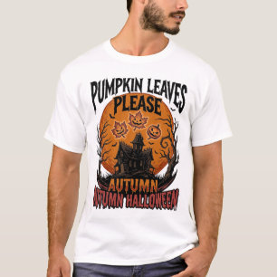 T-shirt Chemise Automnale Citrouille Avec Feuilles De Tomb