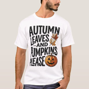 T-shirt Chemise Automne Citrouille Avec Feuilles Et Vib Ha
