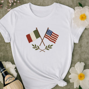 T-shirt Chemise aux drapeaux italiens américains   Aspect 