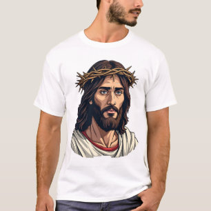 T-shirt Chemise avec gravure vintage Jésus Couronne d'Épin