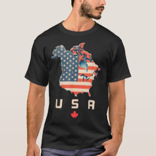 T-shirt Chemise avec le Canada et les États-Unis Carte - A