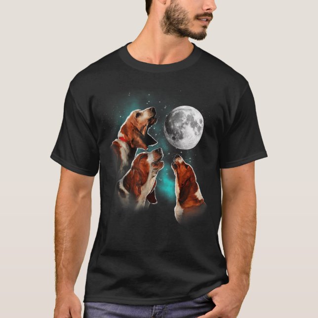 T-shirt Chemise Basset Hound, Basset Hound Hound Howling A (Devant)