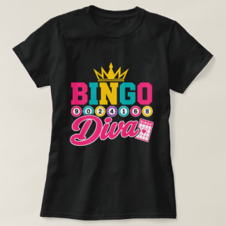 T-shirt Chemise Bingo Diva Couronne de Reine Chanceuse Bin