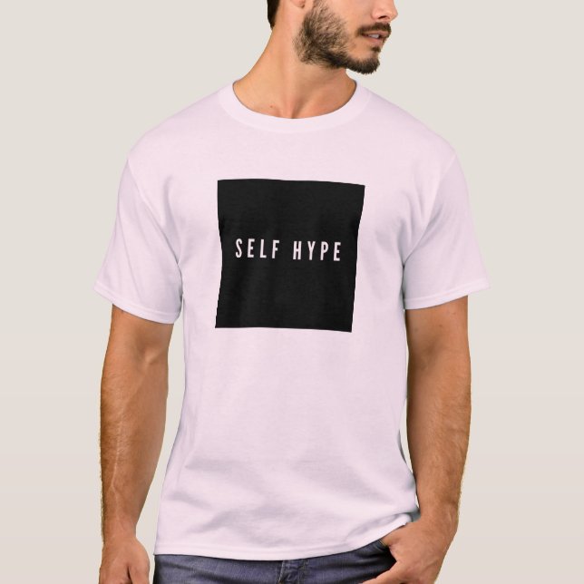 T-shirt Chemise blanche avec logo noir #SelfHype Carré (Devant)