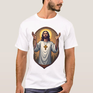 T-shirt Chemise blanche gravée Christ Alpha Oméga 2