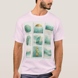 T-shirt chemise bleu cuivre patine abstraite minimaliste