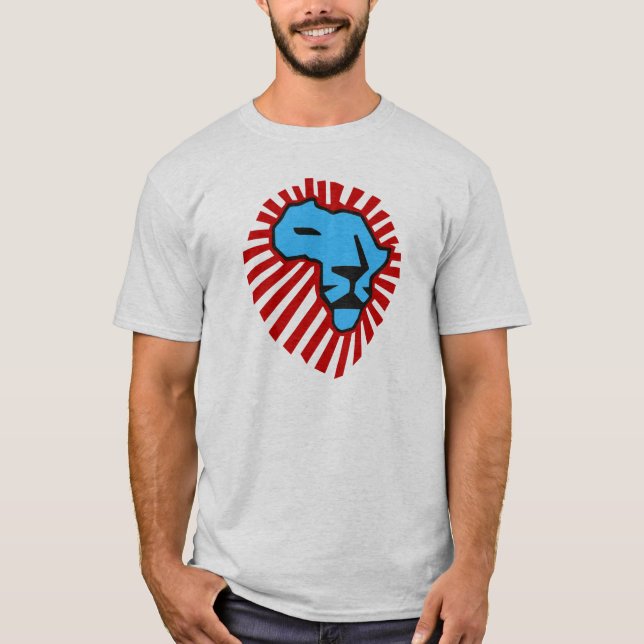 T-shirt Chemise bleue de l'Afrique de lion de crinière (Devant)