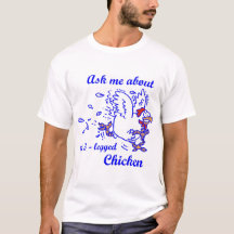 Chemise bleue de poulet à trois pattes