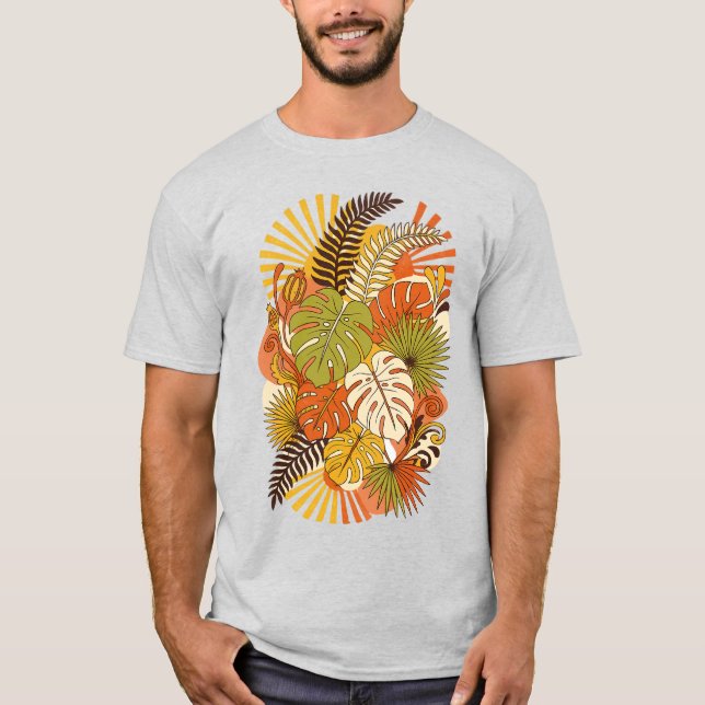 T-shirt Chemise Boho Tropical Plantes Botaniques (Devant)