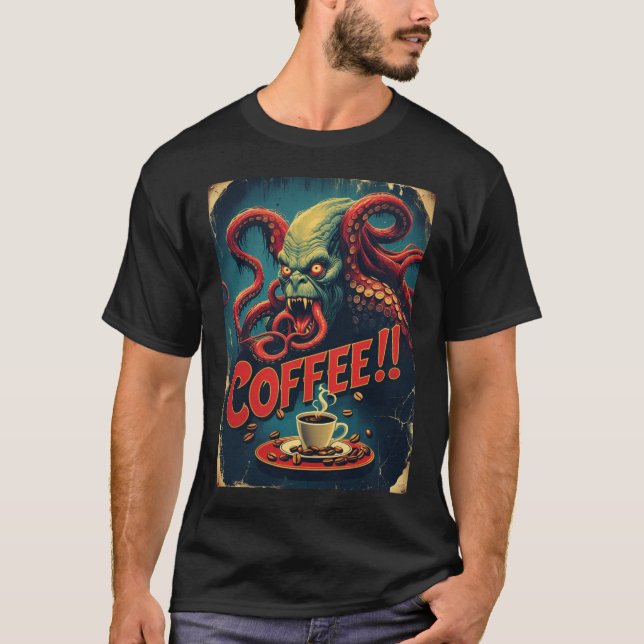 T-shirt Chemise café Cthulhu | Funny Sea Monster Tee (Devant)