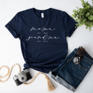 T-shirt Chemise Calligraphie Mama/Grand-mère personnalisée