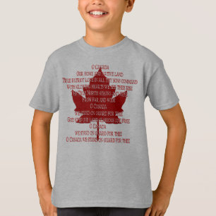 T-shirt Chemise Canada de l'hymne du Canada pour enfants J