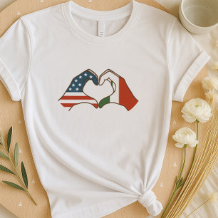 T-shirt Chemise cardiaque italienne américaine   Deux drap