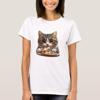 T-shirt Chemise Chat Pizza, Chemise Chat Nourriture