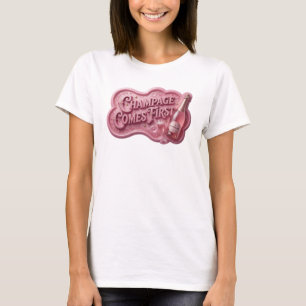 T-shirt Chemise citation CHAMPAGNE D'ABORD Rose Dynamique