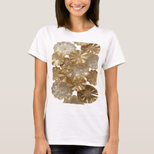 T-shirt Chemise citation GOLDEN FLOWERS Or Statement Gold