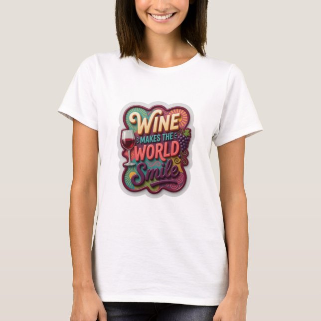 T-shirt Chemise citation Or Clair WINE MAKES THE WORLD SMI (Devant)
