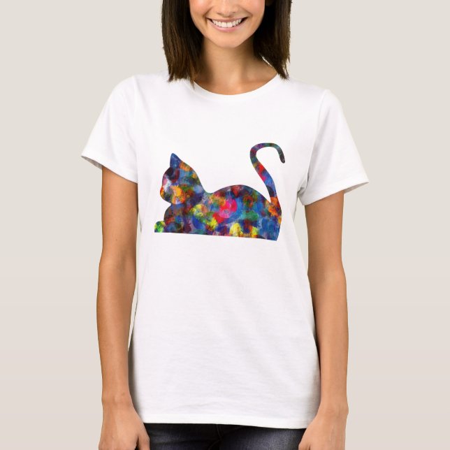 T-shirt Chemise colorée multi de chat (Devant)