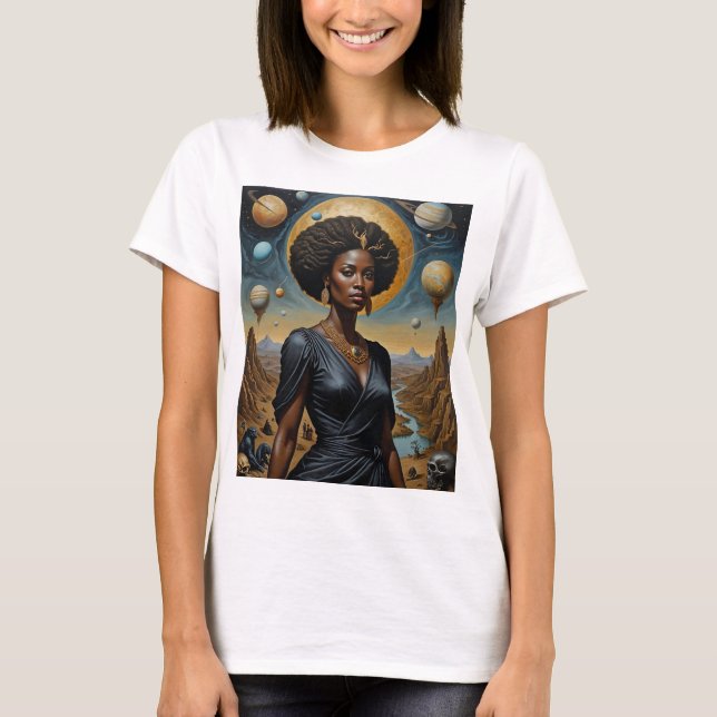 T-shirt Chemise Cosmologique de la couronne de lune d'or (Devant)