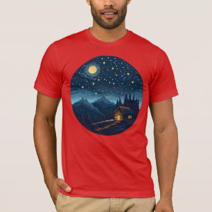 T-shirt Chemise Cozy Night Cabin Under Starry Sky