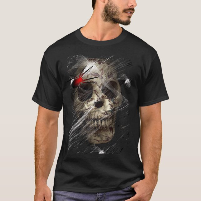 T-shirt Chemise crâne sanglante - Araignée gothique Web Gr (Devant)