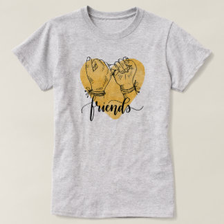 T-shirt Chemise d'ami noir jaune Aquarelle