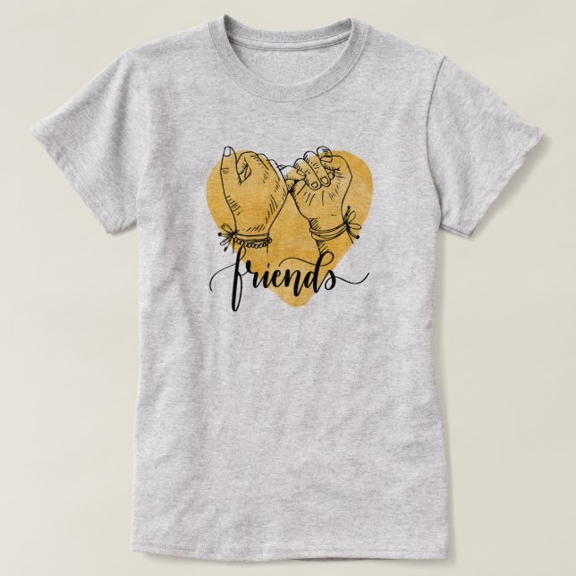 T-shirt Chemise d'ami noir jaune Aquarelle (Design devant)