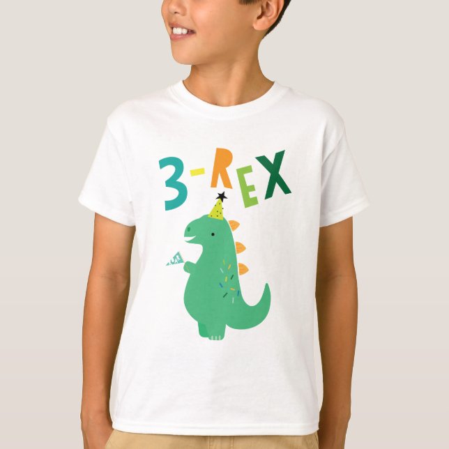T-shirt Chemise d'anniversaire 3-Rex (Devant)
