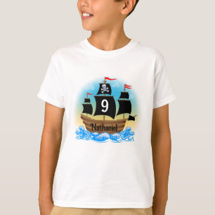 T-shirt Chemise d'anniversaire de bateau pirate