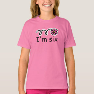 T-shirt Chemise d'anniversaire de la fille 6 avec fleur ma
