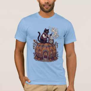 T-shirt Chemise Dapper Black Cat Pumpkin House Goth Tee