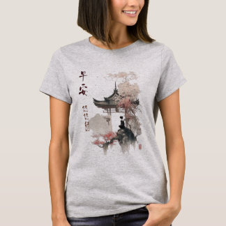 T-shirt Chemise d'aquarelle japonaise pour femmes