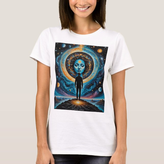 T-shirt Chemise d'art de la déesse cosmique Carpe Diem (Devant)