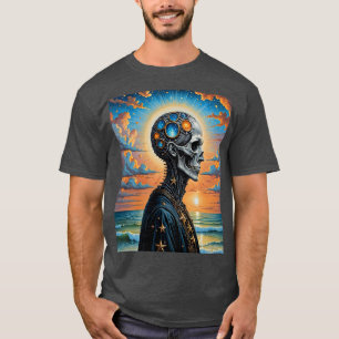 T-shirt Chemise d'art du coucher de soleil de Squelette cé