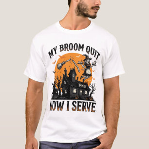 T-shirt Chemise d'attendant d'Halloween Balai Cassa Humour